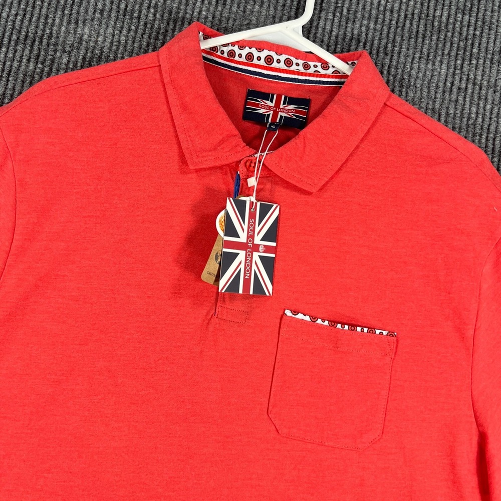 Soul of London Polo Shirt Mens XL Extra Large Pink Short Sleeve Casual Golf New